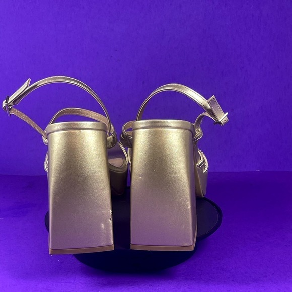 Aboud Women's Gold Strappy Platform Heeled Sandals Shoe Size 10-NEW - Picture 4 of 8